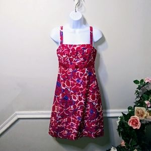 Vintage Lilly Pulitzer Rose Red, Pink & Purple Pleated Bodice Floral Sundress